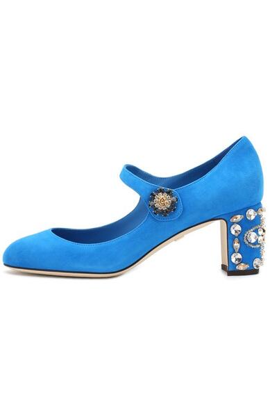 Замшевые туфли Vally на декорированном каблуке Dolce&Gabbana 3991581