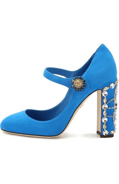 Замшевые туфли Vally на декорированном каблуке Dolce&Gabbana 2707499
