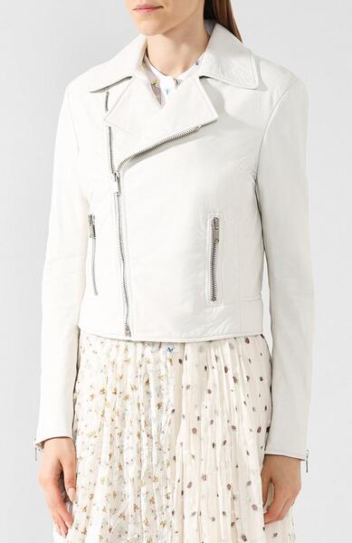 Однотонная кожаная куртка с косой молнией Yves Saint Laurent 3904025