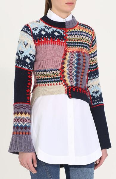 Пуловер фактурной вязки с удлиненной спинкой Alexander McQueen 2141300