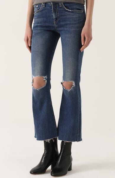 Укороченные расклешенные джинсы с потертостями Rag&Bone 2052164