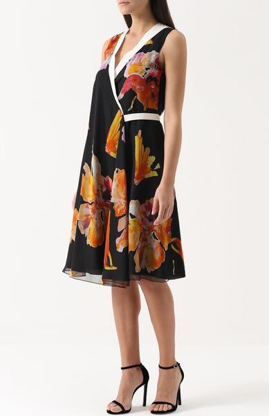 Шелковое платье-миди с запахом и цветочным принтом Lanvin 2035853