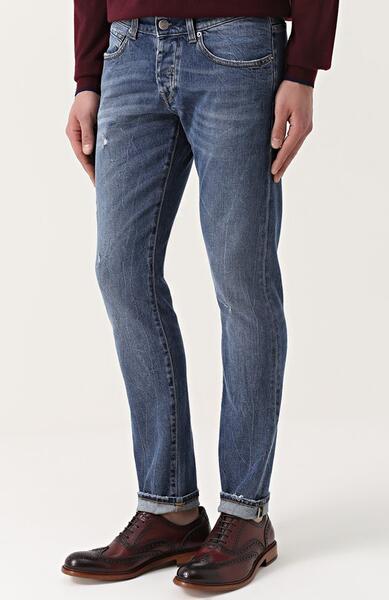 Зауженные джинсы с декоративными потертостями 2 Men Jeans 2001184