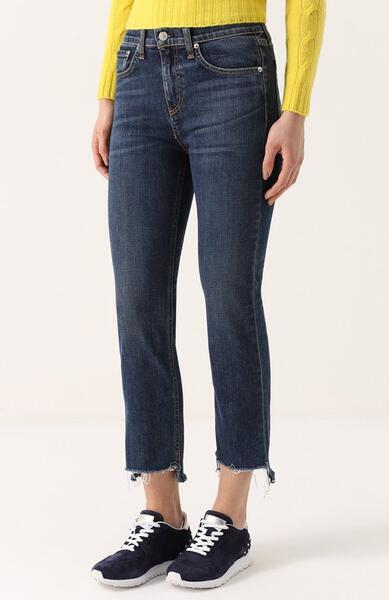 Укороченные джинсы с завышенной талией и потертостями Rag&Bone 1949808
