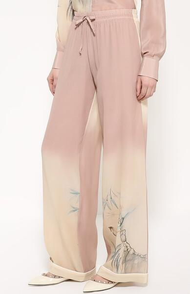 Шелковые брюки в пижамном стиле с эластичным поясом Valentino 1815524