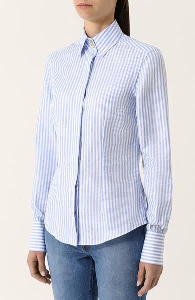 Приталенная блуза из смеси хлопка и льна в полоску Kiton 3574311