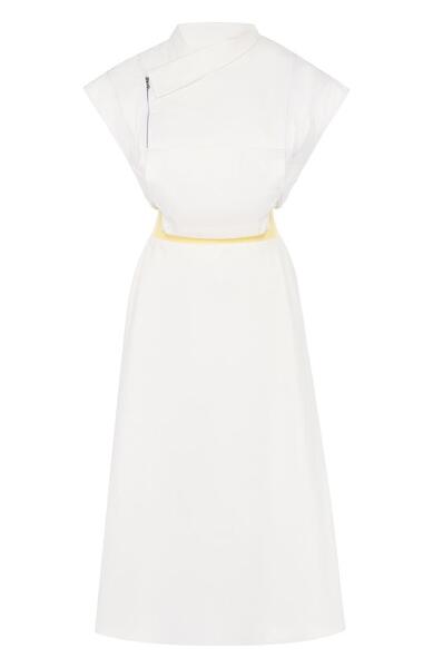 Хлопковое приталенное платье-миди с контрастным поясом WALK OF SHAME 3563664