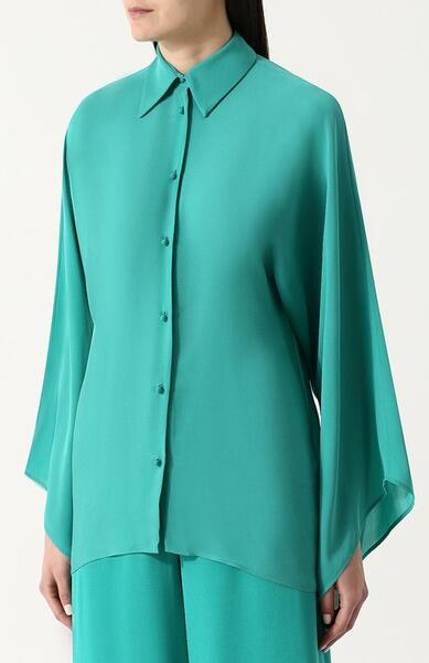 Однотонная шелковая блуза свободного кроя EMILIO PUCCI 3483570