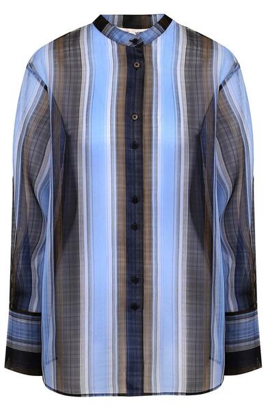 Шелковая блуза свободного кроя с воротником-стойкой DIANE von FURSTENBERG 3440114
