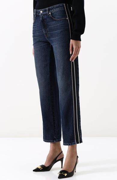 Укороченные джинсы прямого кроя с потертостями Alexander McQueen 3411666