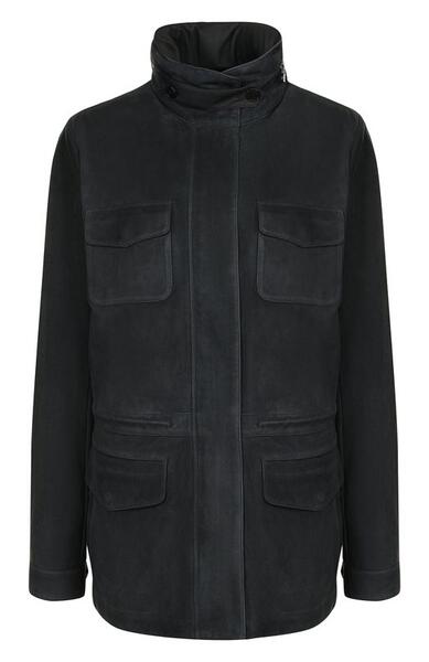 Однотонная замшевая куртка с воротником-стойкой Loro Piana 3320904
