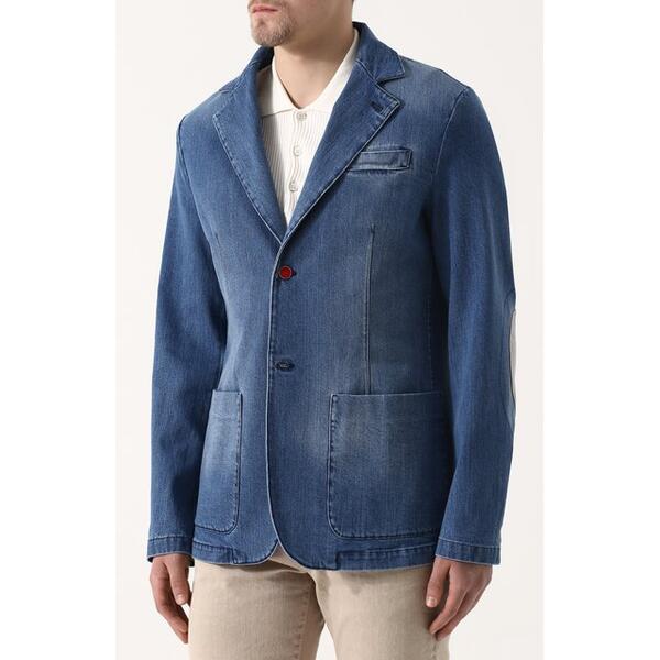 Однобортный джинсовый пиджак Kiton 3332391