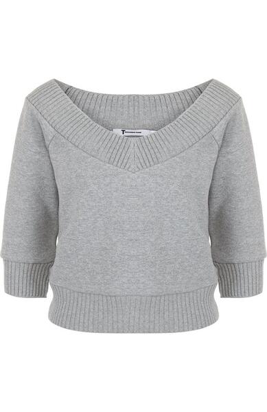 Укороченный хлопковый пуловер с V-образным вырезом T BY ALEXANDER WANG 3279513