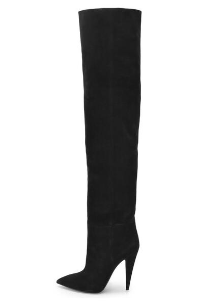 Замшевые ботфорты Era на фигурном каблуке Yves Saint Laurent 3272674