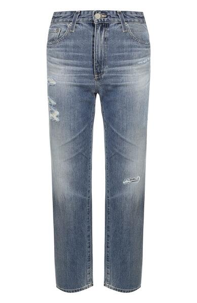 Укороченные джинсы прямого кроя с потертостями AG 3140045