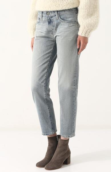 Укороченные джинсы прямого кроя с потертостями AG 3139905