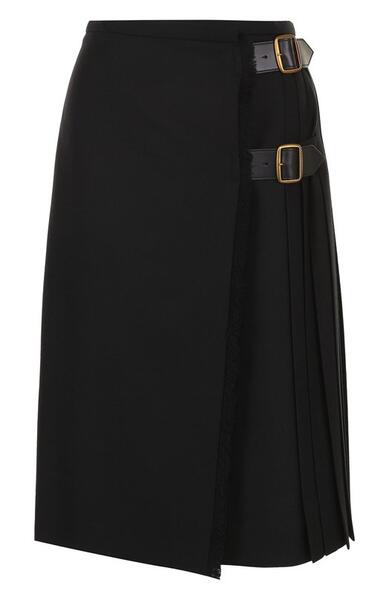 Однотонная шерстяная юбка-миди Burberry 3127816