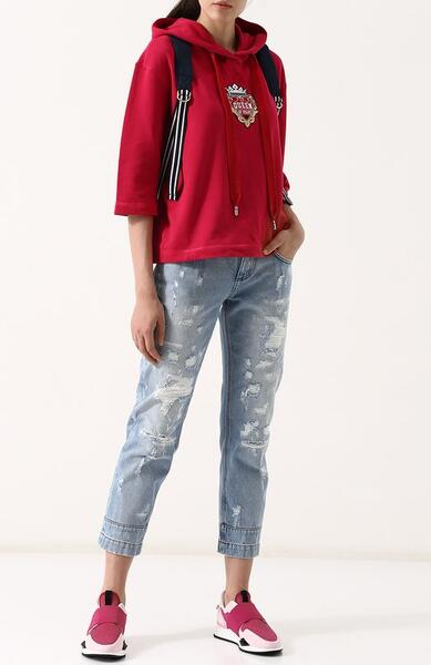 Укороченные джинсы прямого кроя с потертостями Dolce&Gabbana 3057767
