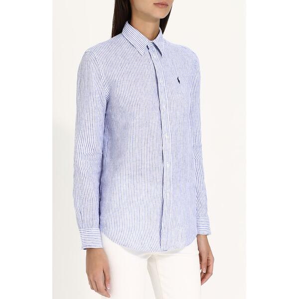 Льняная блуза прямого кроя в полоску Polo Ralph Lauren 2948609