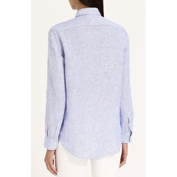 Льняная блуза прямого кроя в полоску Polo Ralph Lauren 2948609