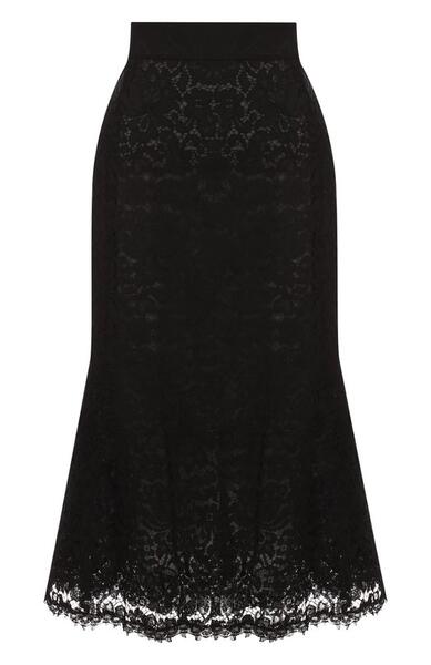 Однотонная кружевная юбка-миди Dolce&Gabbana 2985324