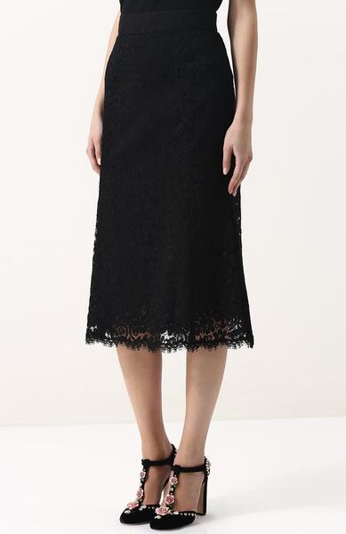 Однотонная кружевная юбка-миди Dolce&Gabbana 2985324