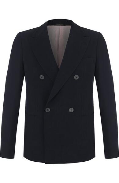 Двубортный пиджак из смеси льна и шелка Giorgio Armani 2970036