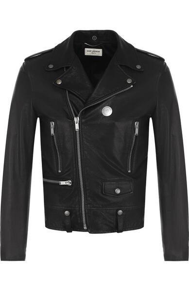 Кожаная куртка с косой молнией Yves Saint Laurent 2854394