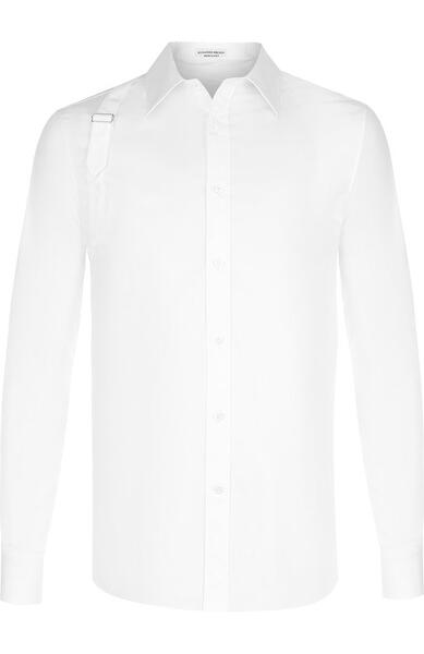 Хлопковая рубашка с воротником кент Alexander McQueen 2854044