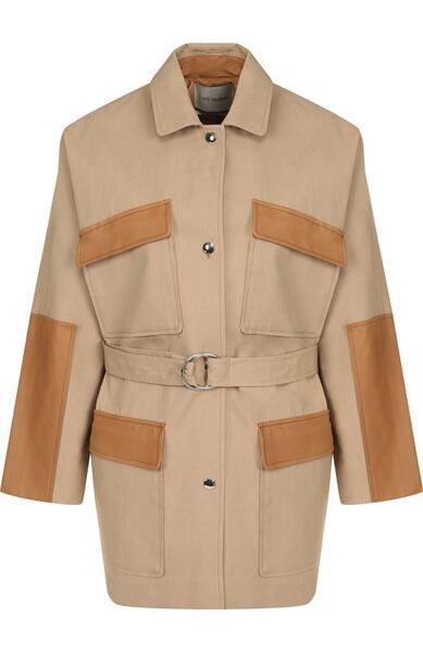 Хлопковая куртка с поясом и накладными карманами YVES SALOMON 2702940