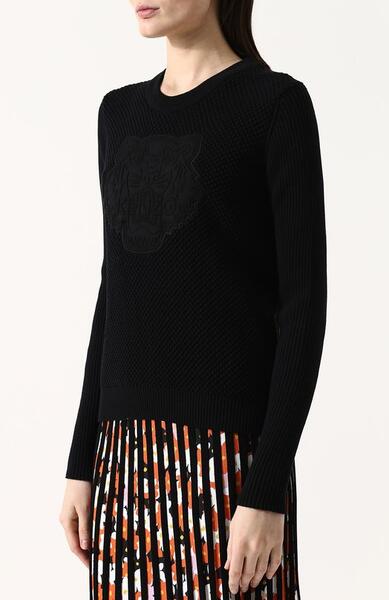 Хлопковый вязаный пуловер с круглым вырезом Kenzo 2702274