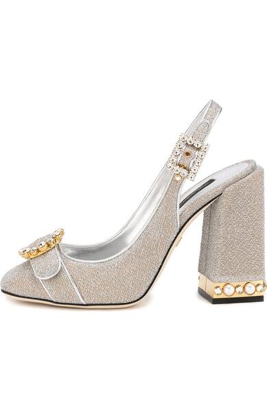Туфли Keira из металлизированного текстиля на устойчивом каблуке Dolce&Gabbana 2706878
