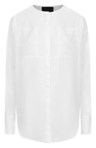 Однотонная шелковая блуза свободного кроя с круглым вырезом Roque 2706036