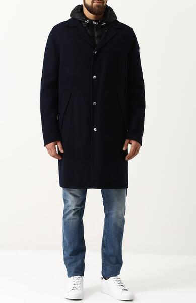 Однобортное шерстяное пальто с пуховой подстежкой MONCLER 2659374