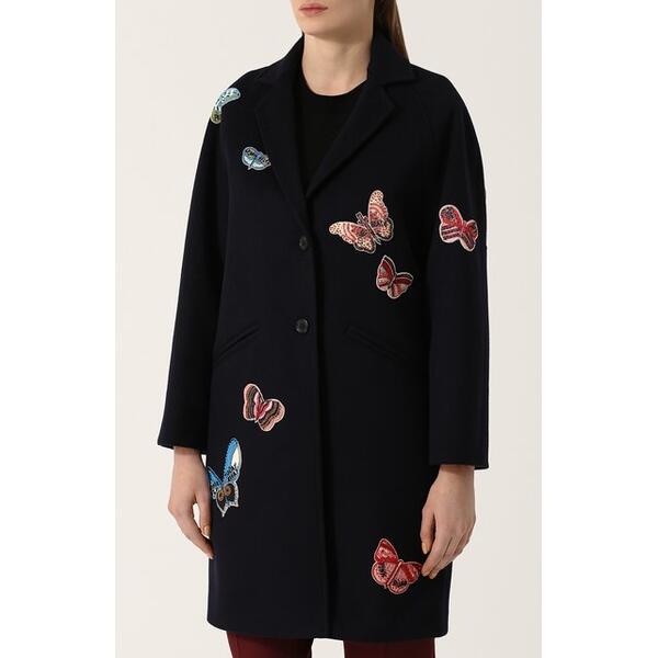 Пальто из смеси шерсти и кашемира с отделкой в виде бабочек Valentino 2653781