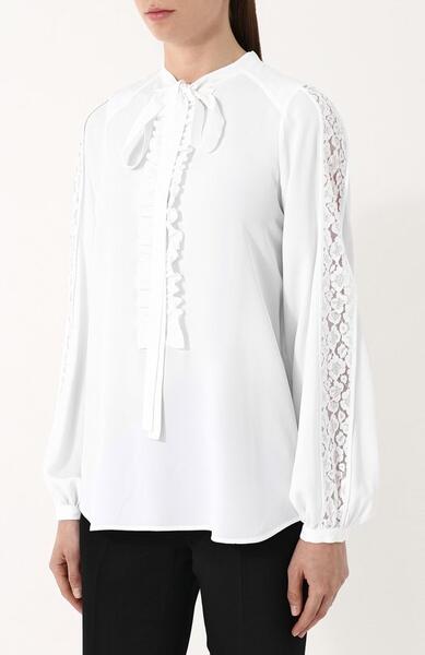 Блуза свободного кроя с кружевными вставками и воротником аскот No. 21 2651808