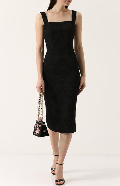 Однотонное платье-футляр с квадратным вырезом Dolce&Gabbana 2645128