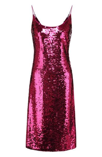 Приталенное платье-миди с пайетками Oscar de la Renta 2647230