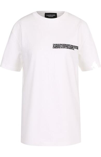 Хлопковая футболка с контрастной надписью CALVIN KLEIN 205W39NYC 2633202