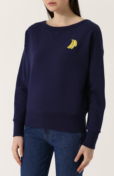 Хлопковый пуловер с круглым вырезом и контрастной отделкой ÊTRE CÉCILE 2630409
