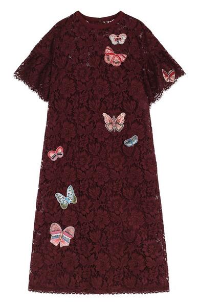Кружевное платье-миди с отделкой в виде бабочек Valentino 2623206