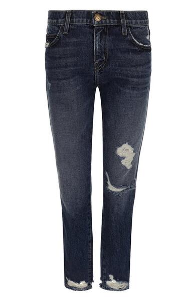 Укороченные джинсы прямого кроя с потертостями Current Elliott 2602778