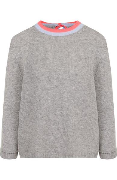 Кашемировый пуловер с укороченным рукавом и круглым вырезом FTC 2602466