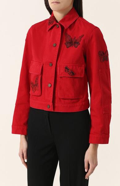 Укороченная джинсовая куртка с отделкой в виде бабочек Valentino 2608658