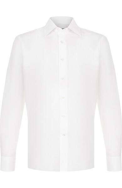 Однотонная рубашка из смеси хлопка и льна Canali 2595818