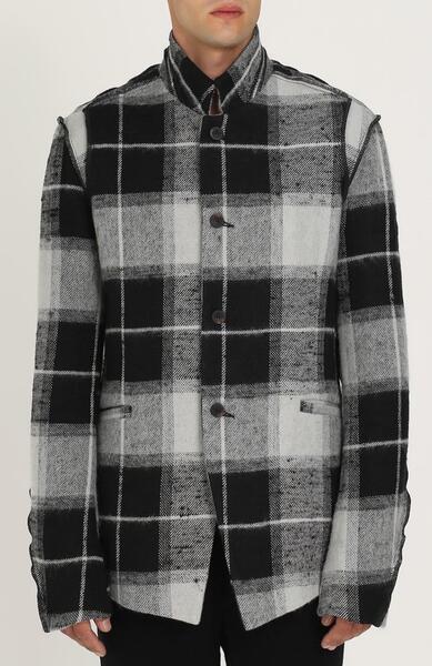 Однобортный пиджак из смеси льна и шерсти с воротником-стойкой Lost & Found 2299731