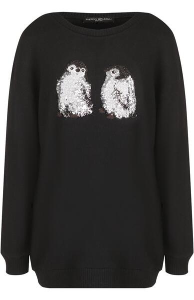 Пуловер свободного кроя с вышивкой Pietro Brunelli 2403566