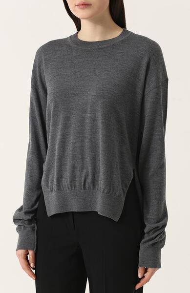 Шерстяной пуловер свободного кроя с круглым вырезом T BY ALEXANDER WANG 2592988