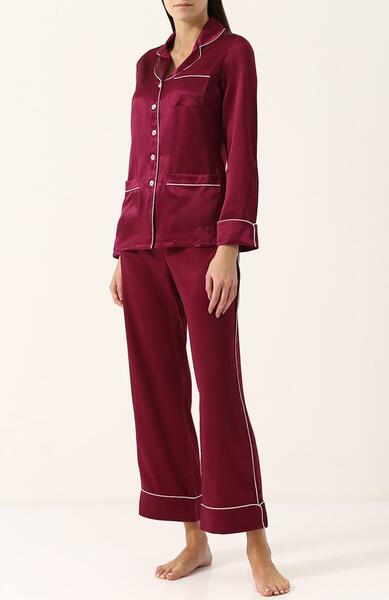 Шелковая пижама с контрастной отделкой Olivia Von Halle 2572831