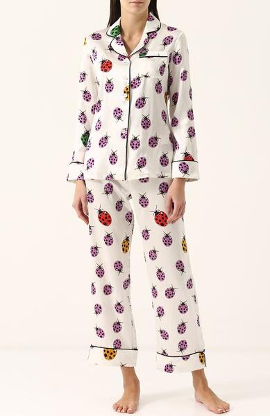 Шелковая пижама с контрастным принтом Olivia Von Halle 2572803